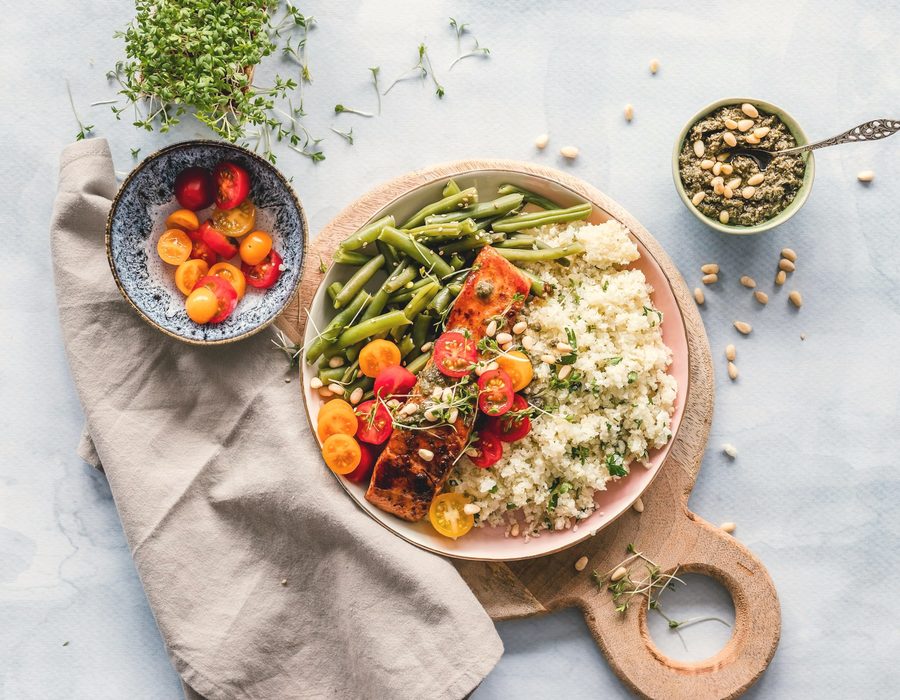 Mera Pets meal — baked salmon with rice and green beans